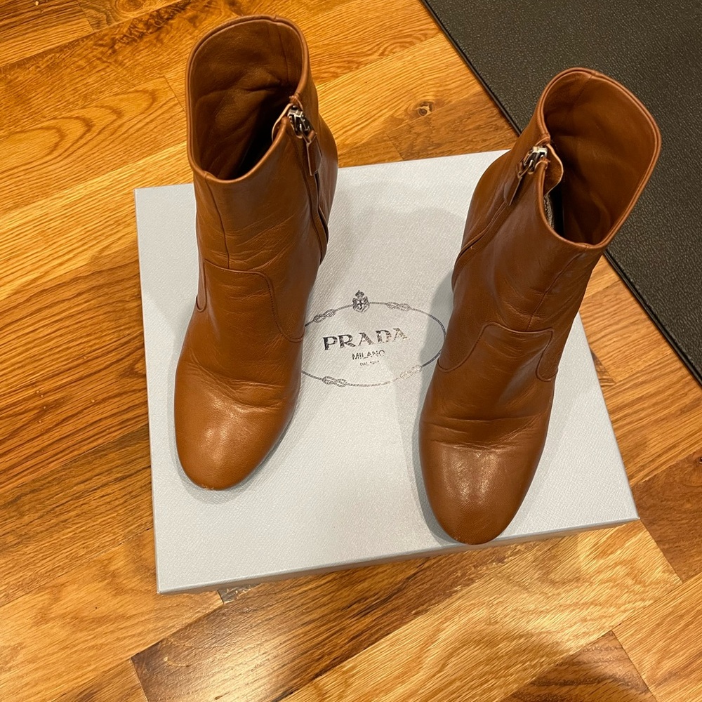 Cognac PRADA booties